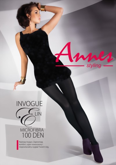 Annes - 100 denier opaque microfiber tights Elin, black, size L