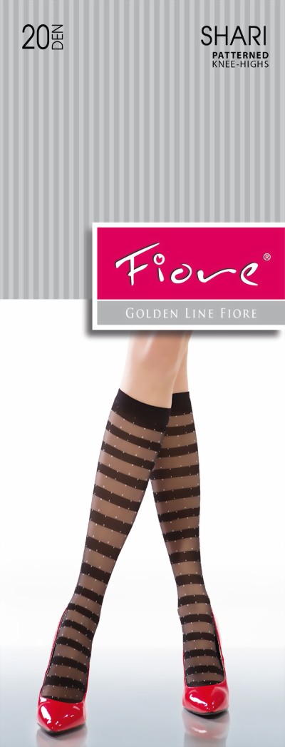 Fiore - Striped knee highs Shari 20 denier, graphite