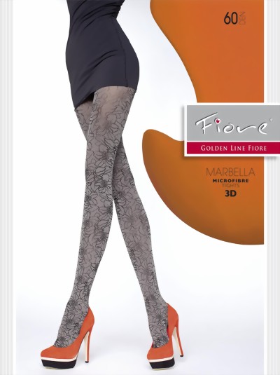 Fiore - Opaque all over floral pattern tights 60 DEN, light grey, size L Fiore - Opaque all over floral pattern tights 60 DEN, light grey, size L
