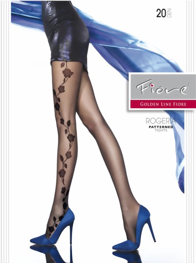 Fiore - Elegant floral pattern tights Rogeria 20 DEN, nude, size M