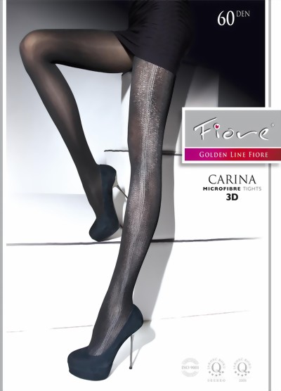 Fiore - Opaque trendy patterned tights Carina 60 DEN, light grey, size L