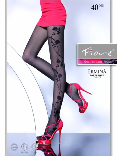 Fiore - Elegant flower pattern tights Ermina 40 DEN, anthrazit, size L Fiore - Elegant flower pattern tights Ermina 40 DEN, anthrazit, size L