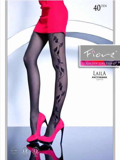 Fiore - Elegant tights with floral pattern Laila 40 DEN, smoky, size L Fiore - Elegant tights with floral pattern Laila 40 DEN, smoky, size L