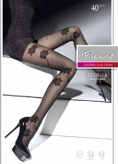 Fiore - Elegant floral pattern tights Leonia 40 DEN, anthracite, size L Fiore - Elegant floral pattern tights Leonia 40 DEN, anthracite, size L