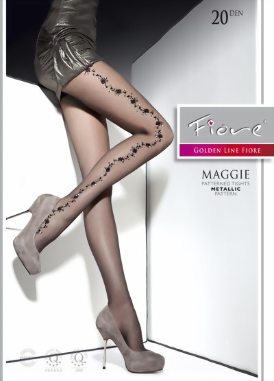 Fiore - Elegant floral pattern tights 20 DEN, graphite, size L Fiore - Elegant floral pattern tights 20 DEN, graphite, size L