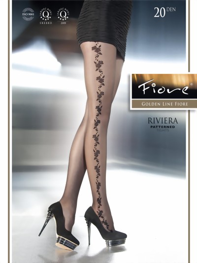 Fiore - Flower pattern tights Riviera 20 DEN, black, size S Fiore - Flower pattern tights Riviera 20 DEN, black, size S