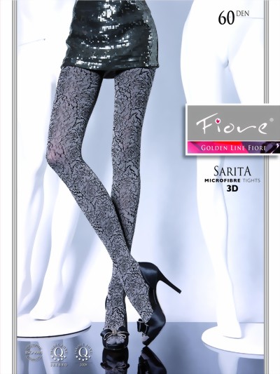 Fiore - Opaque all over floral pattern tights Sarita 60 DEN, smoky, size M
