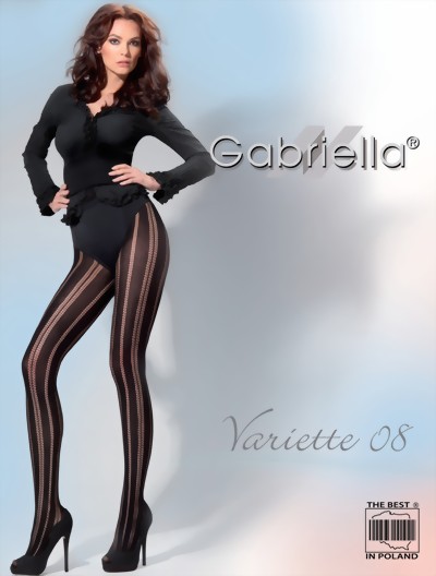 Gabriella - Elegant striped fishnet tights Variette 08, black, size XS/S