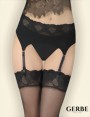 Gerbe - Satiny suspender belt with lace top Foly, white, size S