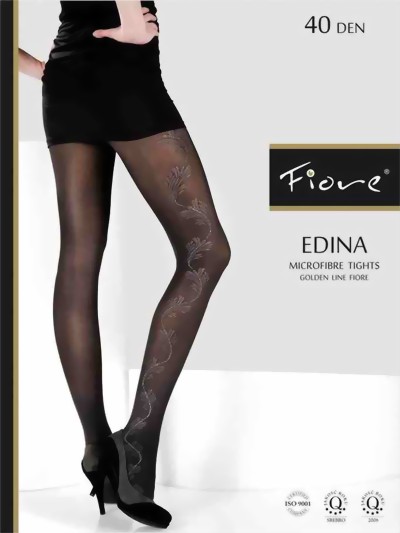 Fiore - Elegant patterned tights Edina 40 DEN, black, size S Fiore - Elegant patterned tights Edina 40 DEN, black, size S