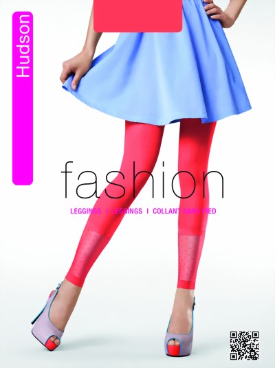 Hudson - Opaque patterned leggings Sporty Dots 60 denier, red sorbet, size L Hudson - Opaque patterned leggings Sporty Dots 60 denier, red sorbet, size L