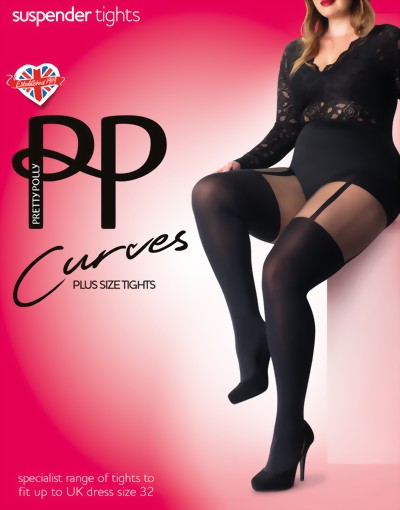 Pretty Polly - Curves Suspender Fashion tights, black, size XL Pretty Polly - Curves Suspender Fashion tights, black, size XL